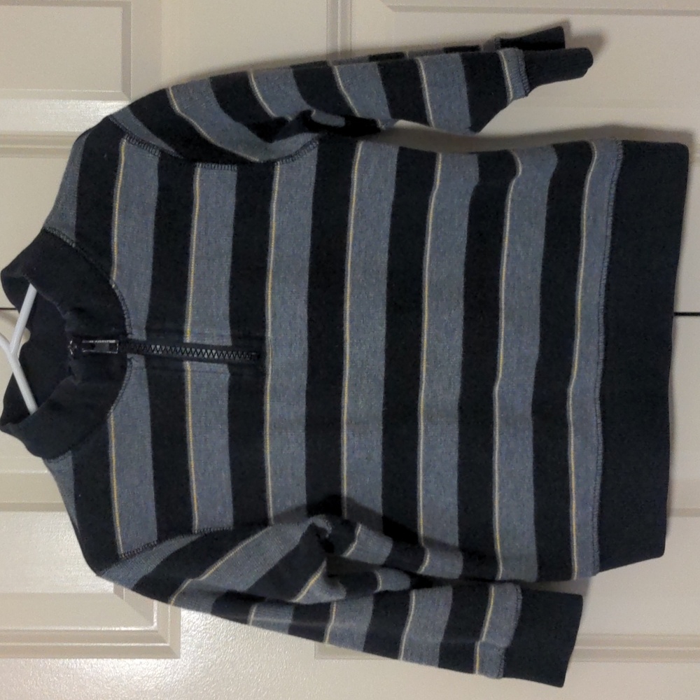 Gymboree Boys Black and Gray Striped Half-Zip Sweater